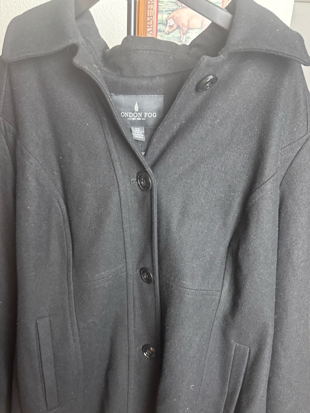 London Fog Women's Black Wool Blend Coat size 2x